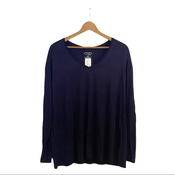 Maison Jules XXL long sleeved tee shirt navy - Picture 1 of 5